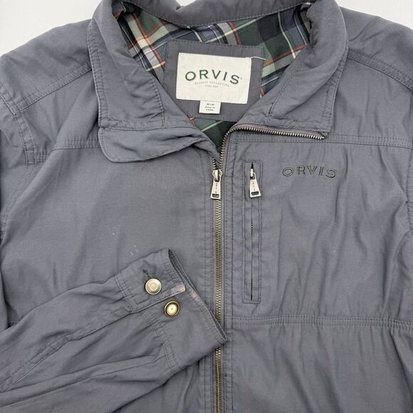 Orvis Mens Medium Gray Lightweight Outdoor Nylon Full Zip Shop Work Jacket *READ - Picture 1 of 10